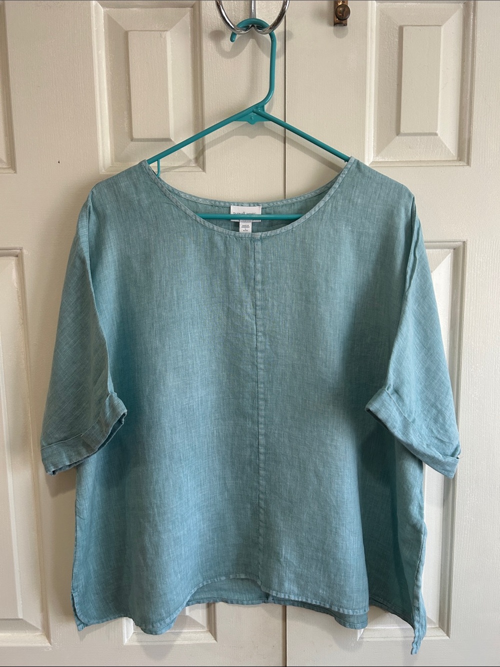 J Jill Light Teal Linen Top
